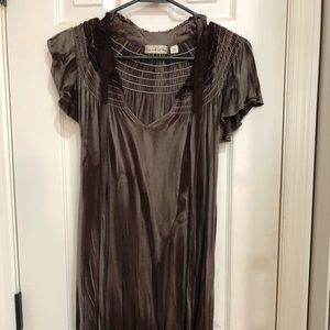 Cute velvet like brown tie die boutique dress